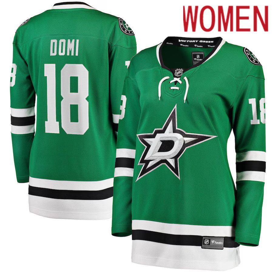 Women Dallas Stars #18 Max Domi Fanatics Branded Green Home Breakaway NHL Jersey->women nhl jersey->Women Jersey